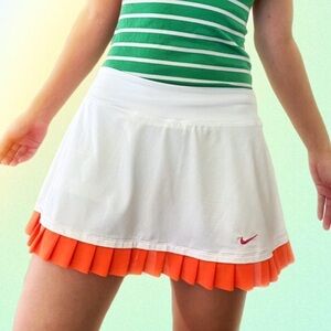 Nike White Tennis Skirt Orange Pleats L